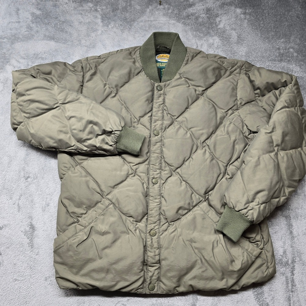 Vintage Cabelas Premier Northern Goose Down Bomber Jacket Mens XL Tall Green